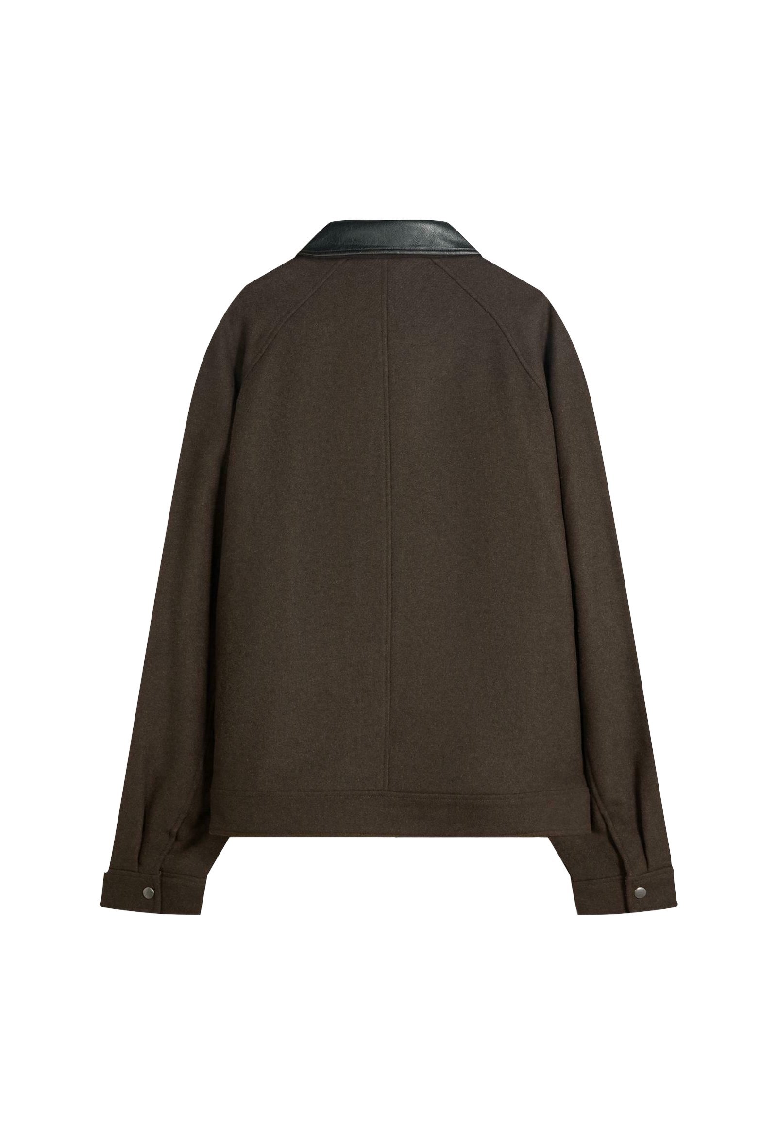 Bershka CONTRAST COLLAR - Giacca leggera - marrone scuro