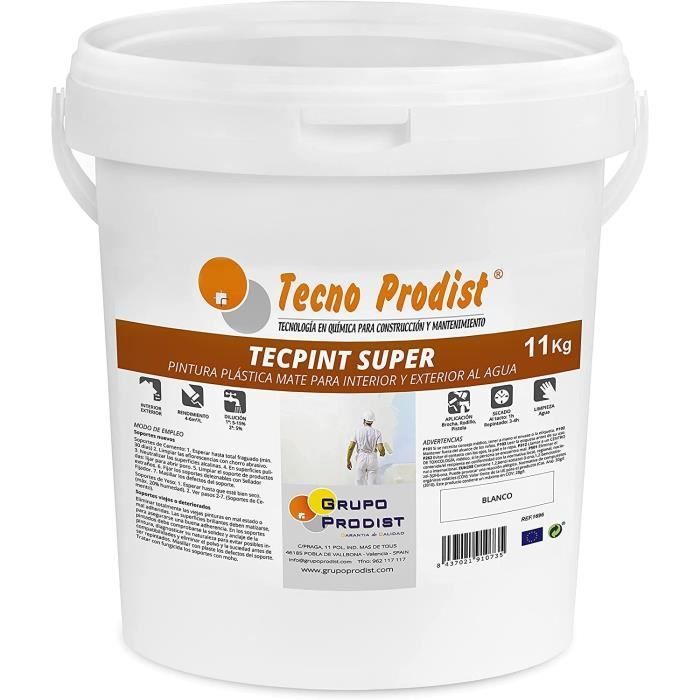 Pittura a base d'acqua per esterni e interni - TECPINT SUPER di Tecno Prodist - Elevato grado di bianchezza - Lavabile 11 kg - Bianco