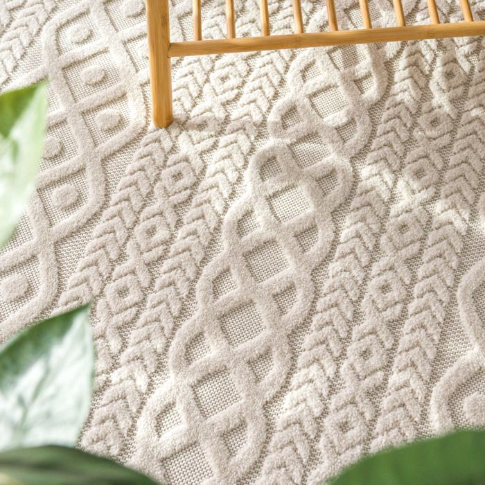 Alfombra Paco Home para salón/dormitorio, para adultos, pelo corto, lisa, estampado bohemio, diseño escandinavo, color crema, 80x150 cm