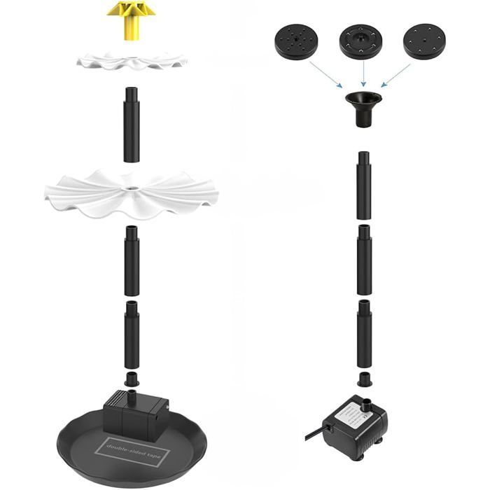 1 bomba solar para fuente, caudal 180 L/h, altura 70 cm, panel ABS, para estanque, jardín o acuario.