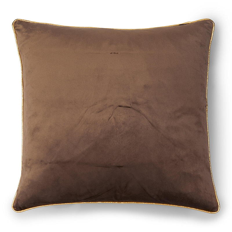 Kissenbezug für Zuhause, 45 x 45 cm, braun mit Goldrand