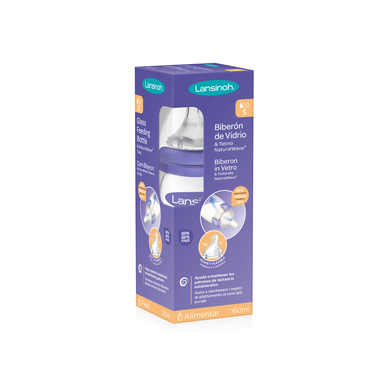 Lansinoh lasinen tuttipullo Naturalwave-tutilla, 160 ml