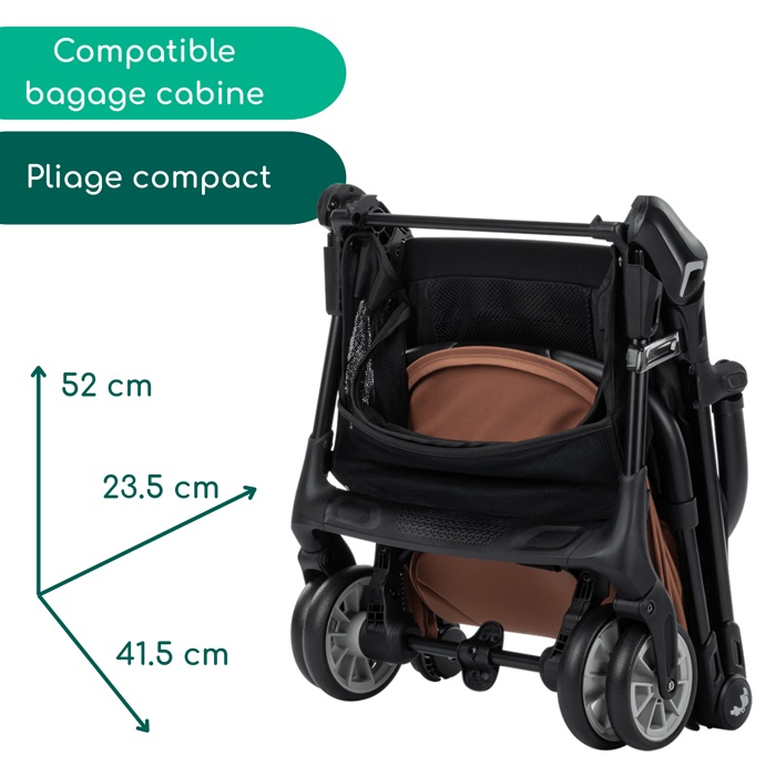 Passeggino da cabina BEBECONFORT Zephir, 1ª età, ultra compatto, facile da piegare, dalla nascita fino a 4 anni (max. 22 kg), rame minerale