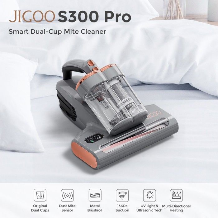 JIGOO S300 Pro Nettoyeur d'acariens intelligent à double tasse avec capteur d'acariens de poussière