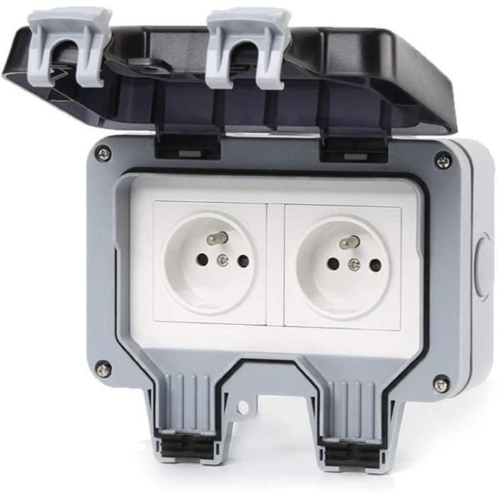 Presa elettrica doppia impermeabile per esterni IP66, presa a muro impermeabile 16A