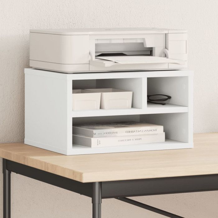 Soporte blanco para impresora de madera de ingeniería, 40x32x22,5 cm.