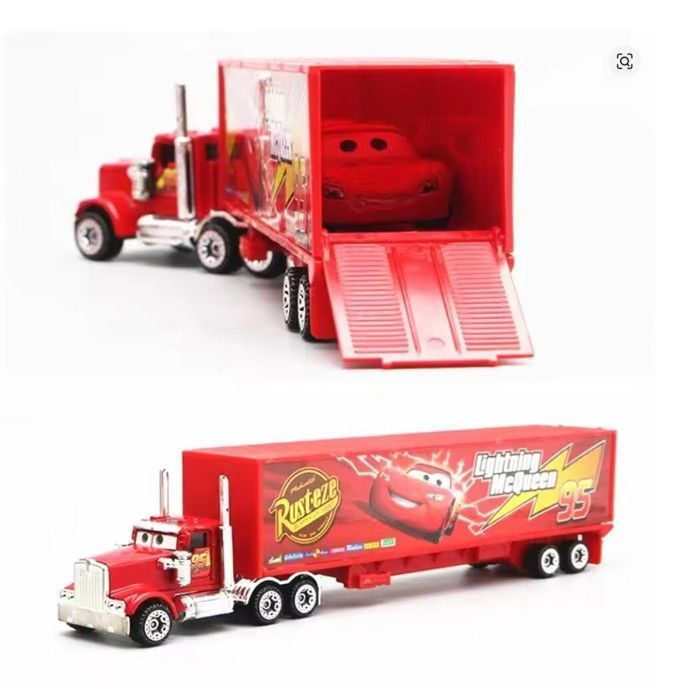 Autorace 7-delige metalen voertuigenset (6 auto's en 1 vrachtwagen) Lightning McQueen kinderspeelgoed