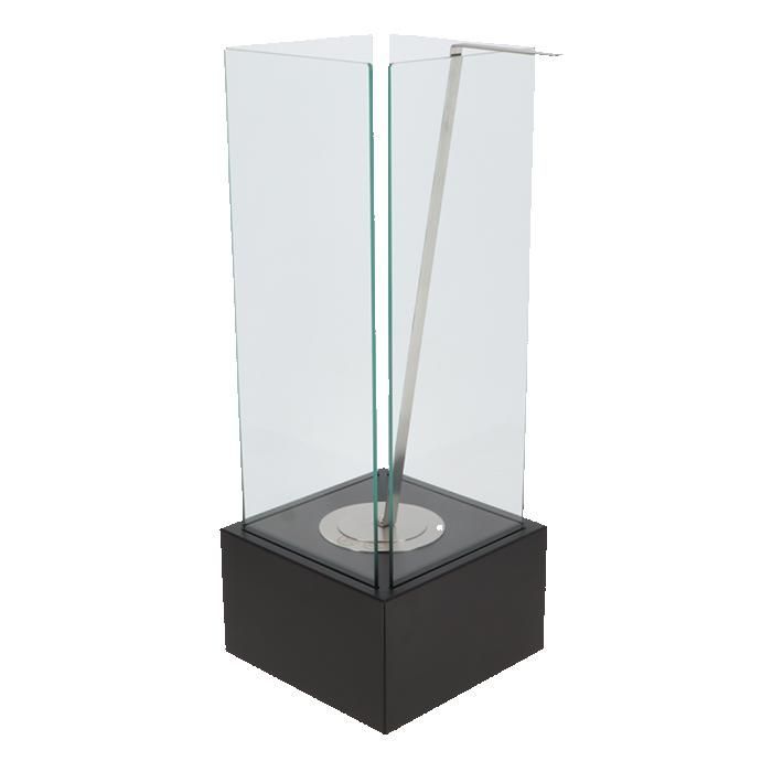 Brasero - FANCY FLAMES - Cheminée de table au bioéthanol - Noir - 25x25x65 cm - Écologique