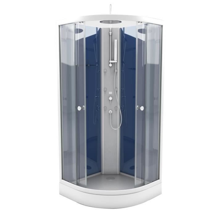Cabina de ducha de hidromasaje AURLANE Night Blue 2 - Estructura de aluminio - 85 x 85 x 225 cm - Azul medianoche