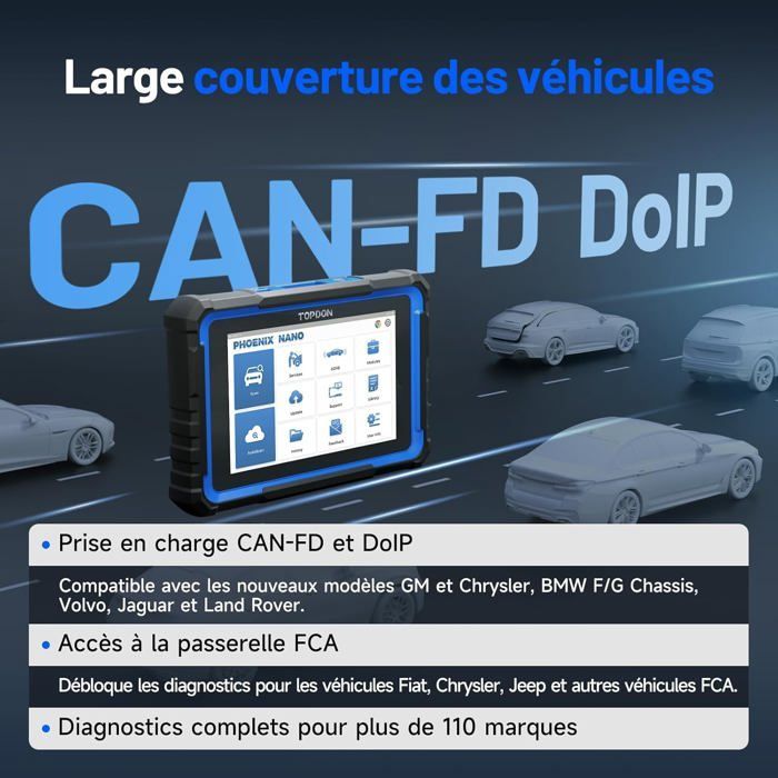 TOPDON Phoenix Nano Ferramenta de Diagnóstico Automotivo Multimarca, Codificação de ECU, Controle Bidirecional, Mais de 32 Funções de Reset
