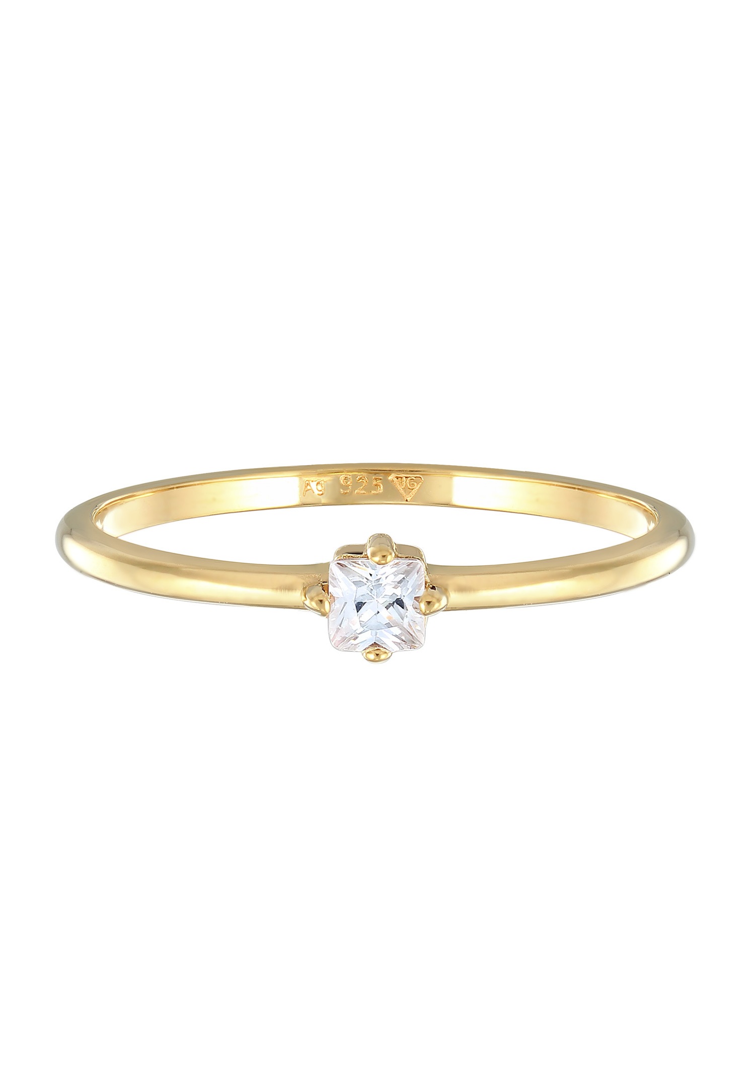 Elli Femmes Bague de fiançailles Solitaire Classique avec Zirconia en argent sterling 925 plaqué or