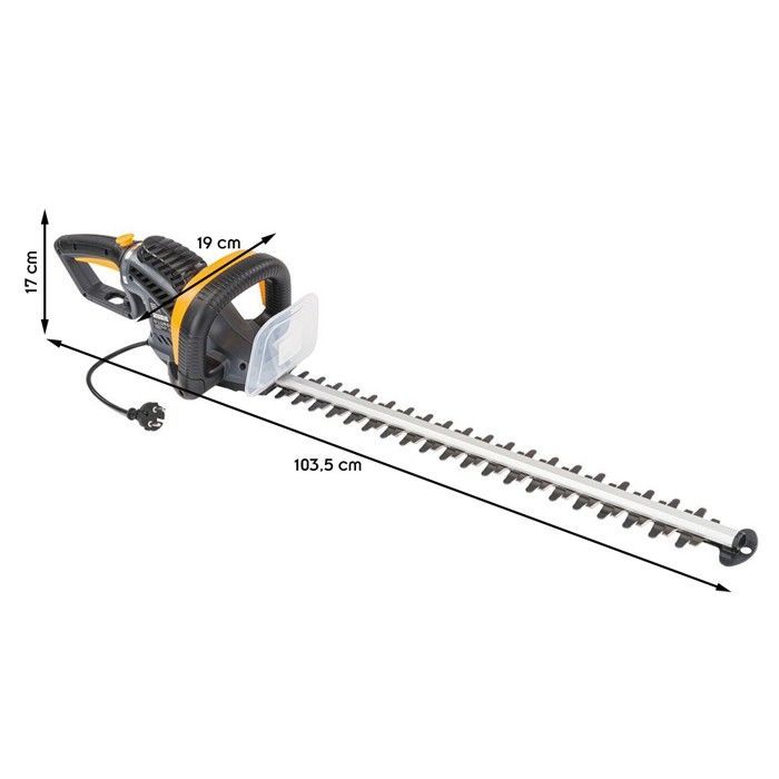 1800W electric hedge trimmer with steel blade, 61cm rotating handle and blade guard