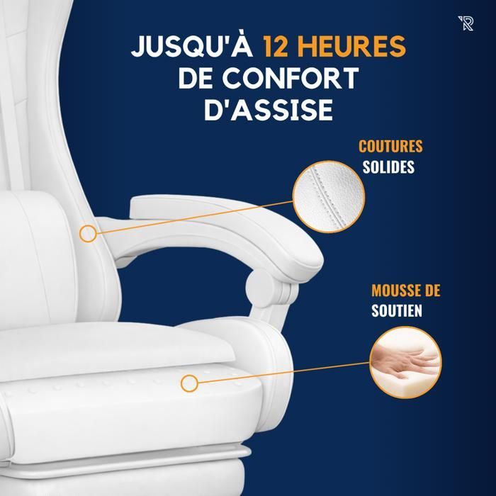 Ranqer Apollo WHITE Gaming Chair - Comfortable Gamer Office Chair - Adjustable Ergonomic Seat