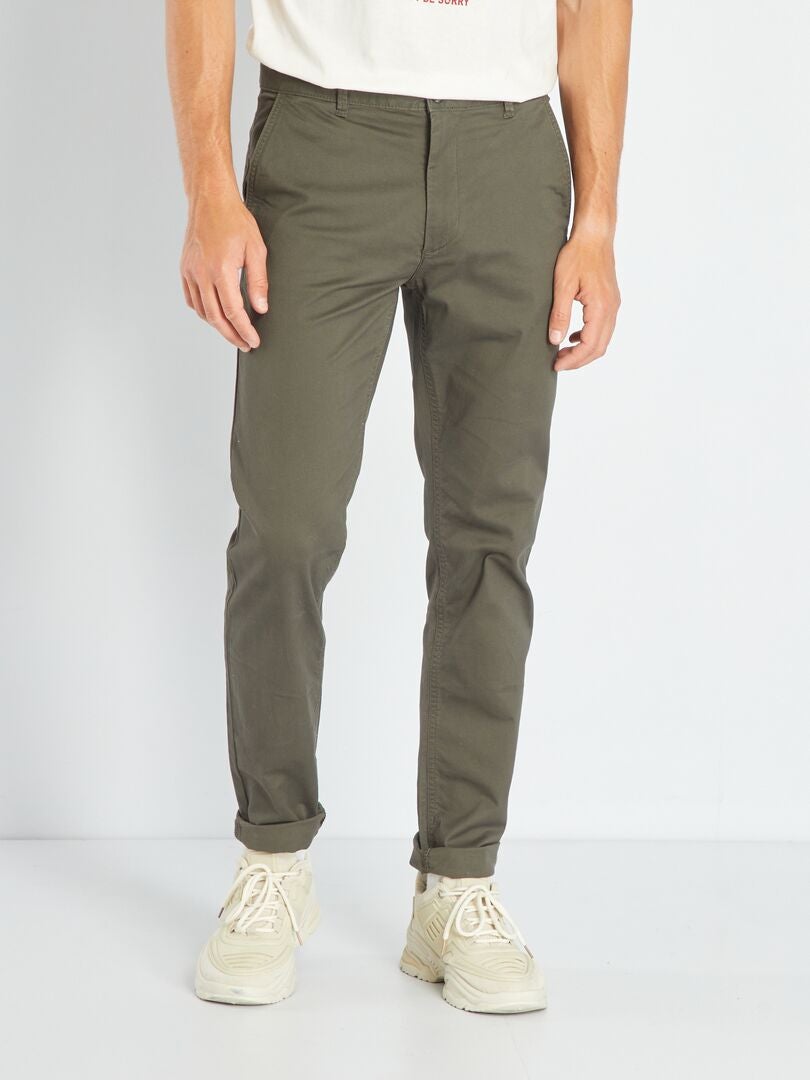 Nauwe chino broek - SWAT KHAKI