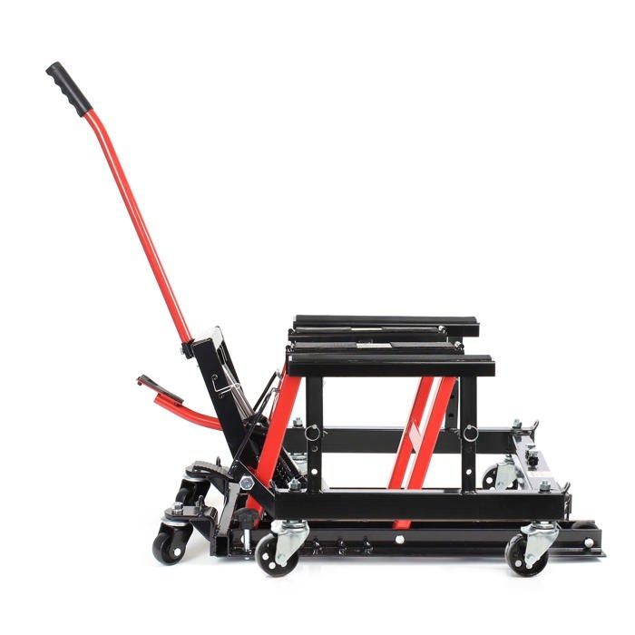 Kit di sollevamento Wiltec da 680 kg - Piattaforma di sollevamento - Supporto di montaggio/sollevamento per moto, ATV, quad + cric mobile per moto su ruote