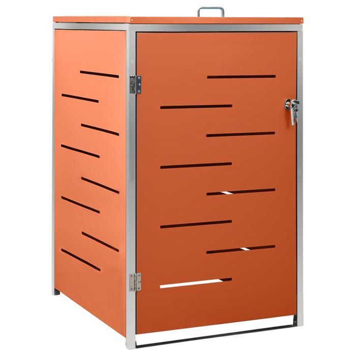 Tampa para lixeira (laranja) - Linda cobertura para lixeira 69x77,5x112,5 cm em aço inoxidável 56139