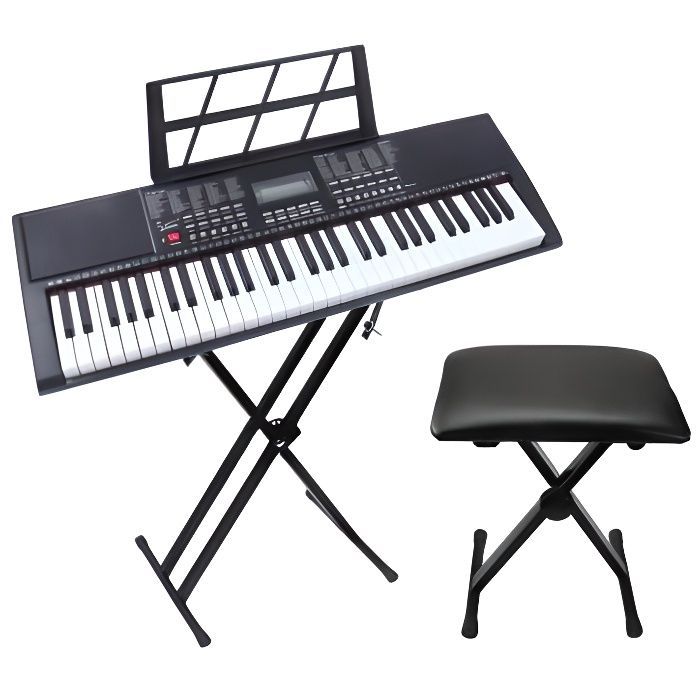 FCH - Kit complet débutant piano numérique 61 touches avec support pour clavier, banc de clavier et casque audio