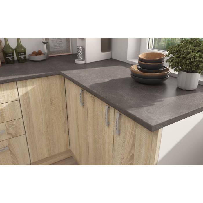 SARA Complete Modulaire Keuken - Omkeerbare Hoek - 7 Elementen - Sonoma Eiken Afwerking - B270 x L148 cm - Werkblad niet inbegrepen