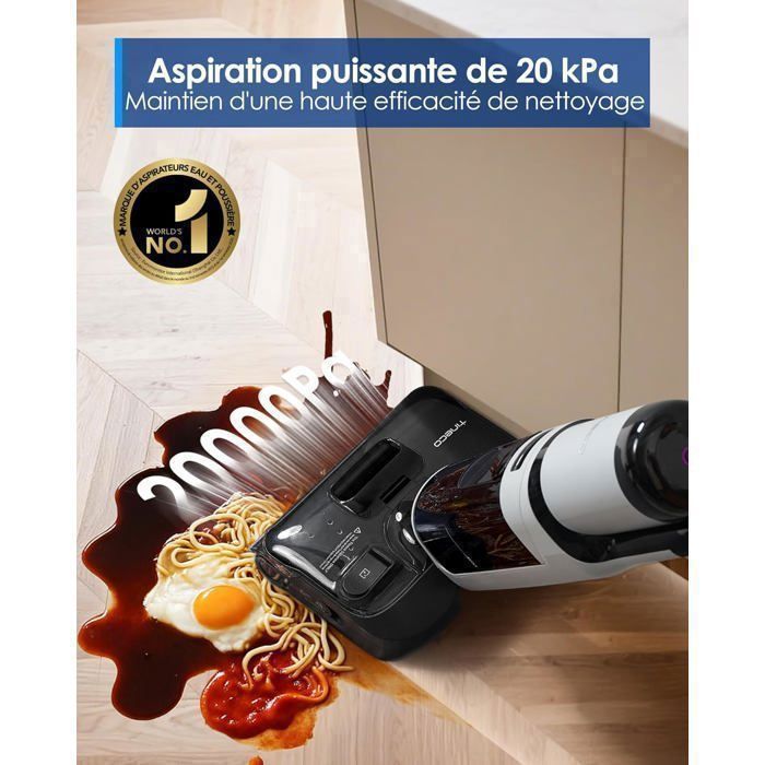 Aspirador de pó vertical sem fio TINECO Floor One i5 Stretch - Autonomia de 30 minutos - Potência de sucção de 190 AW - Sem fio