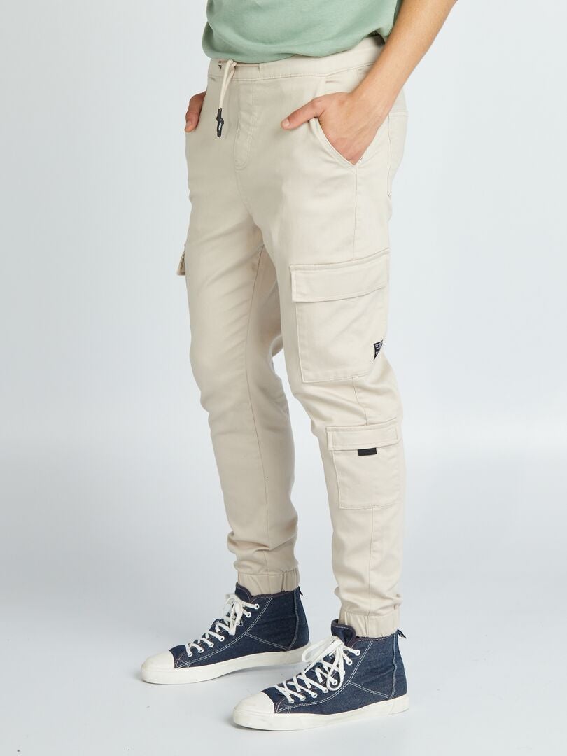 Joggingbroek met klepzakken - beige