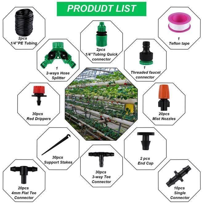 Sistema di irrigazione da giardino HiO 30M, kit di irrigazione a microgoccia da 149 pezzi, sistema di irrigazione automatico