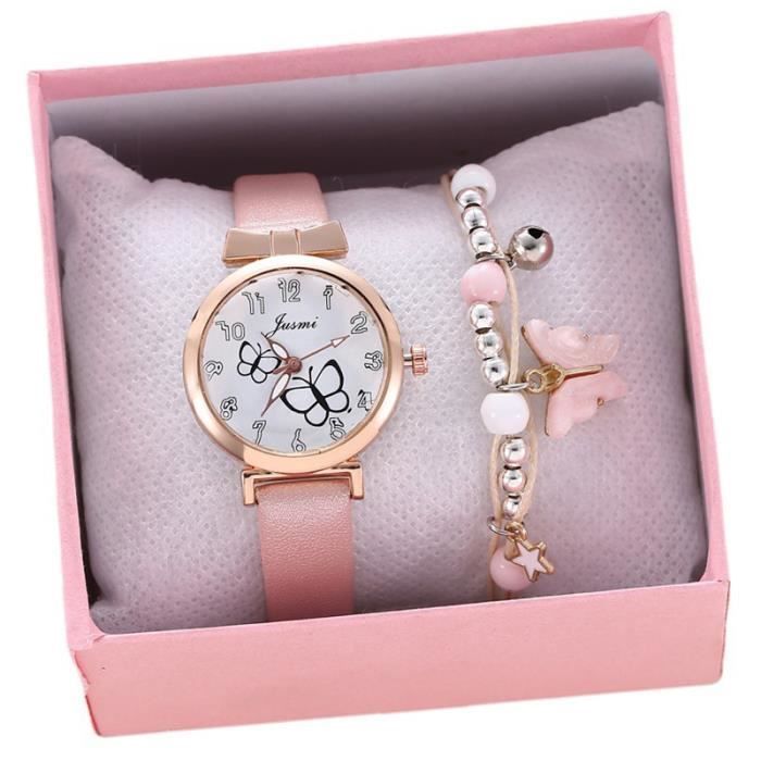 Reloj SHARPHY para niñas - Reloj de moda con mariposa rosa para adolescentes - Regalos para niños