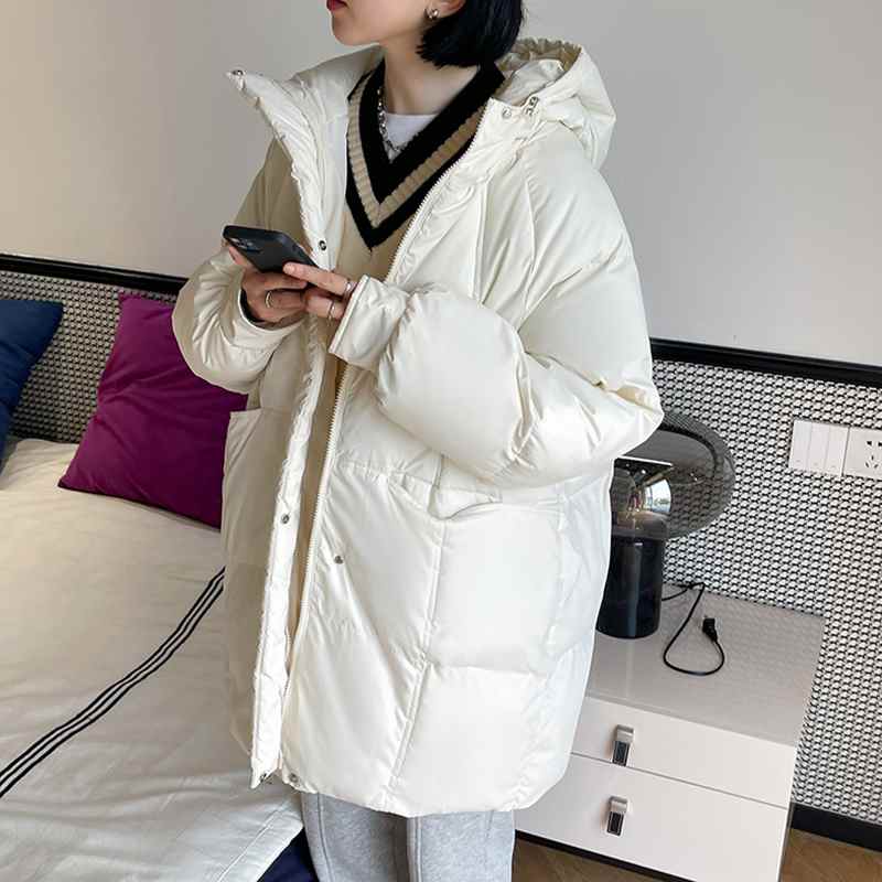 Yitimoky Nouvelle veste d'hiver pour femme, à capuche, épaisse et chaude, en coton duveteux, parka longue, style décontracté et ample.
