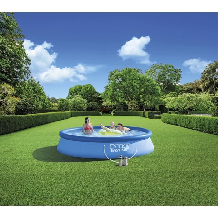 Kit Piscine hors sol autoportante INTEX - Easy Set™ - 396 x 84 cm - Ronde (Livrée avec une pompe et cartouche) - 28142NP