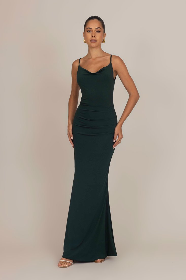 Robe longue dos Tasha de WAL G. - Tenue de cérémonie - Vert forêt
