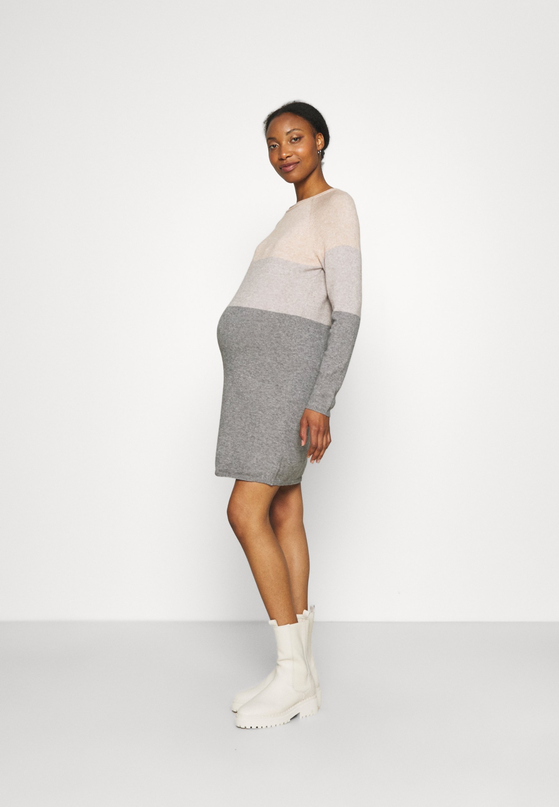 ONLY MATERNITY OLMLILLO JURK - Truijurk - wit gemêleerd/lichtgrijs gemêleerd