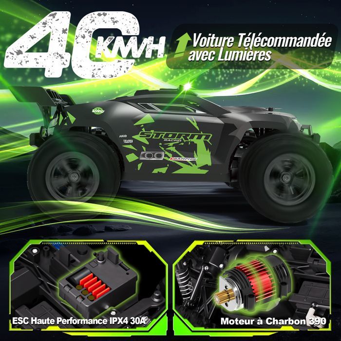 RC Voiture 40KM/H Voiture Télécommandée dès 8-10 ans, 1/18 RC Voiture Tout-Terrain