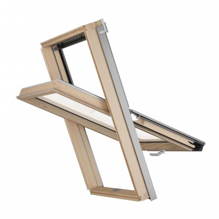 SOLSTRO Fenêtre de toit AAY B900 C2A (55 x 78 cm) finition naturelle en pin, avec raccord d'étanchéité tuile (TFX)