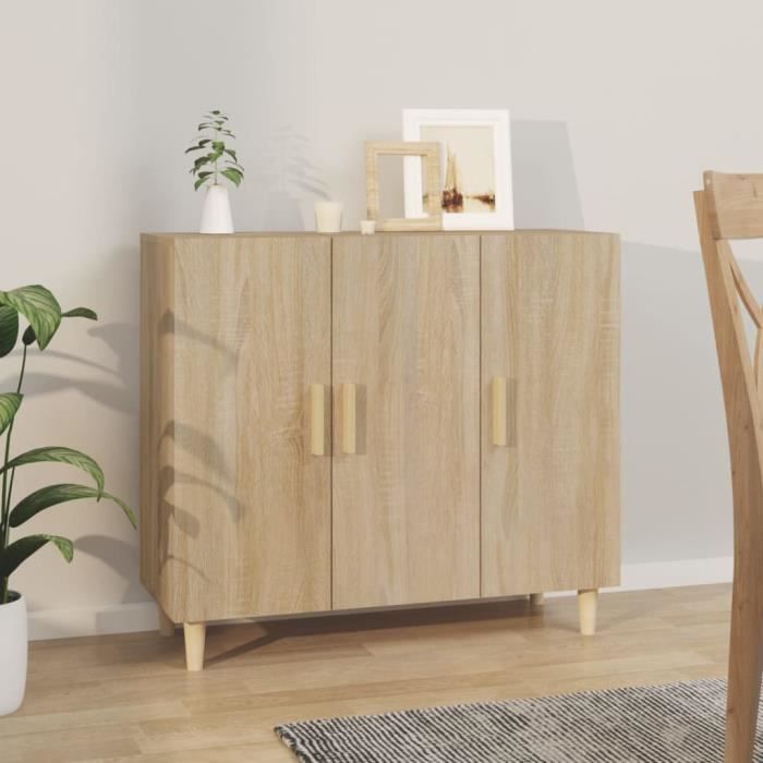 812495 vidaXL Aparador Sonoma Roble 90x34x80 cm Madera de ingeniería