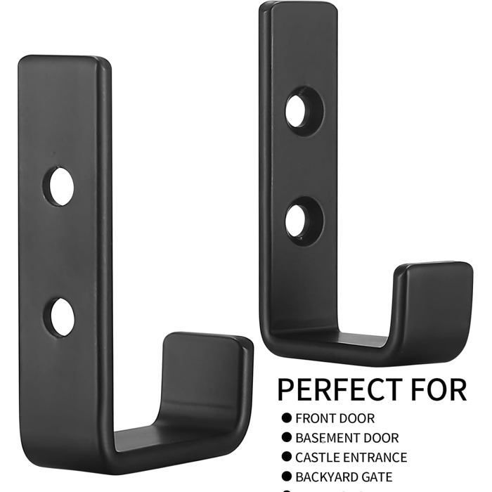 8 ganchos de pared, acero al carbono, negros, resistentes (70 kg), para garaje y herramientas.