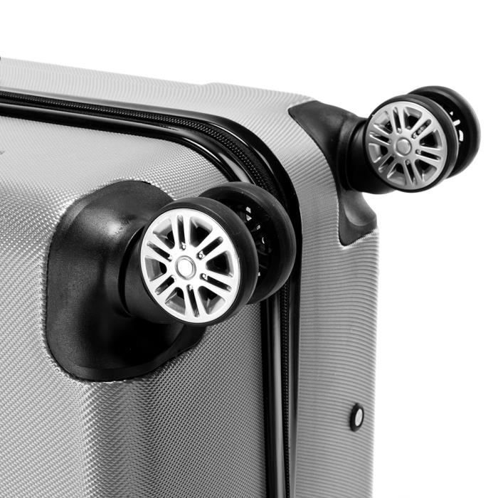 Juego de 3 maletas con cerradura de combinación - 4 ruedas giratorias de 360° - Gris - 20