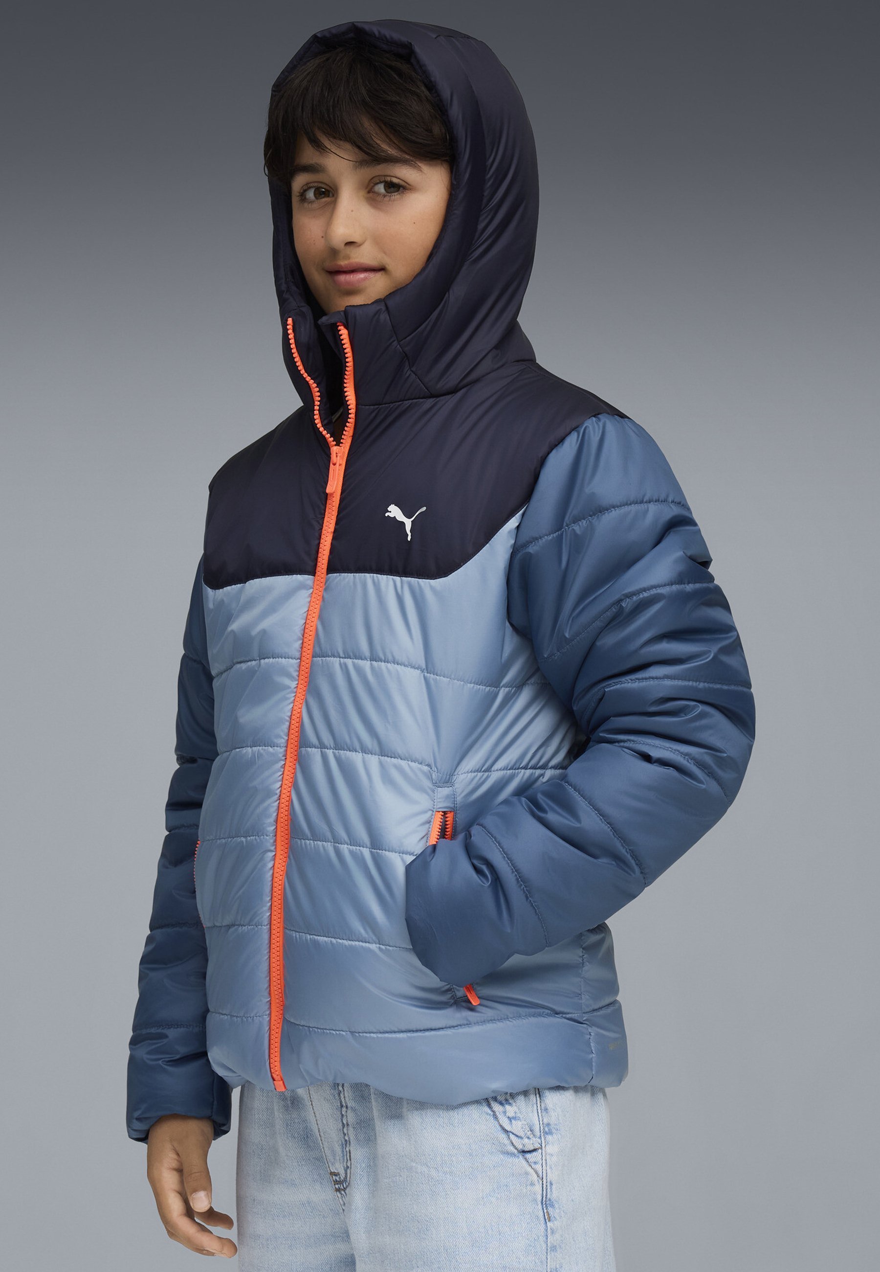 PUMA HOODED PADDED - Zimní bunda - cool blue