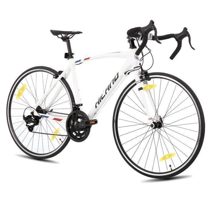Hiland 700c Road Racing Bike - City Road Bike with 14 Speeds - 53cm Drivetrain - White