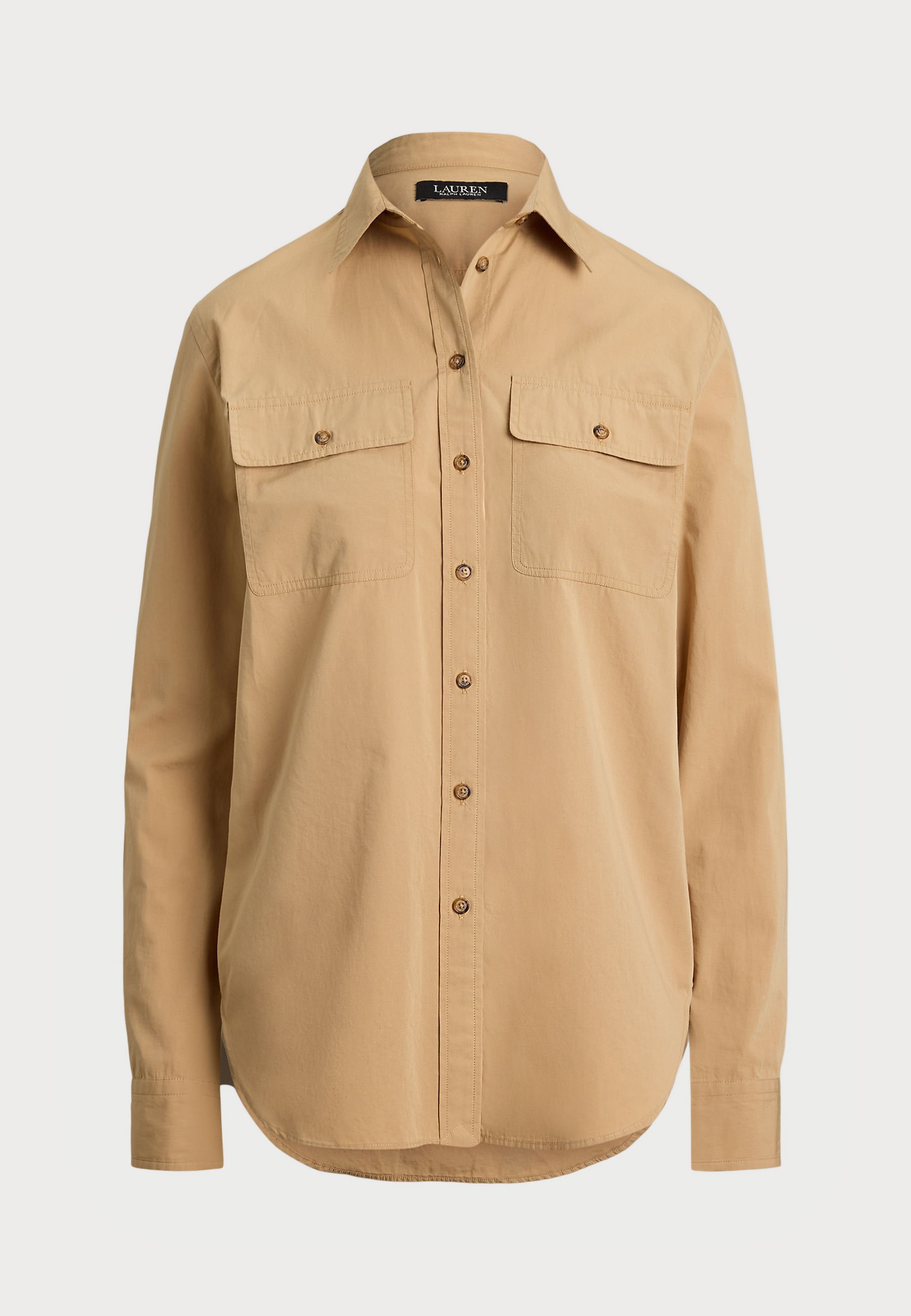 Chemise Lauren Ralph Lauren Petite en coton léger et coupe décontractée - Chemisier boutonné - beige