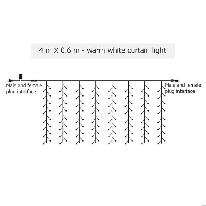 Cordão de luzes LED para cortinas de Natal, 220V, iluminação decorativa externa para festas e jardins.