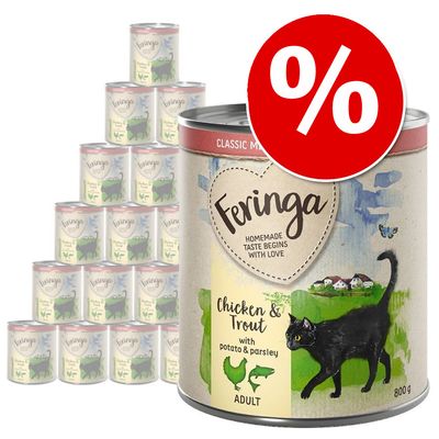 24 x 800 g Feringa Classic Meat Menu våtfôr til katter - spesialpris!*