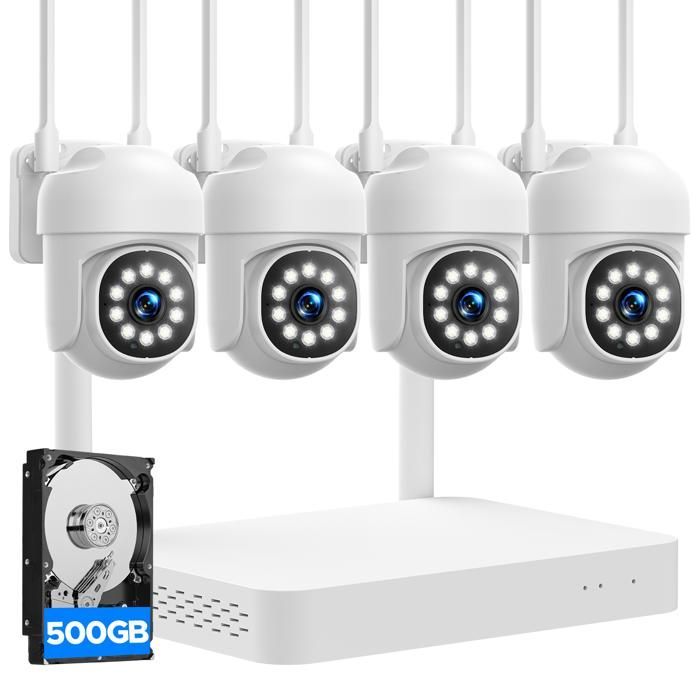 Kit de cámaras de seguridad inalámbricas WiFi para exteriores CAMCAMP, 2 MP, audio bidireccional, NVR, grabación, 4 cámaras, visión nocturna.