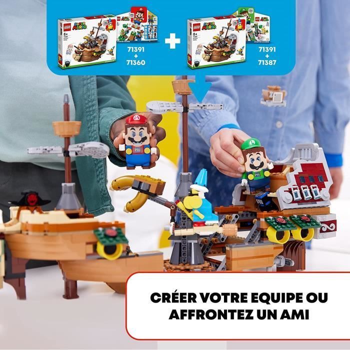 71391 Super Mario Ensemble d’Extension La Forteresse Volante de Bowser, Jouet de Construction pour Enfants avec 3 Figurines