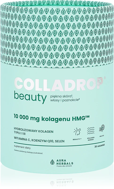 Aura Herbals Colladrop Beauty colágeno HMG 10.000 mg suplemento alimentar colágeno marinho para cabelos, pele e unhas bonitos