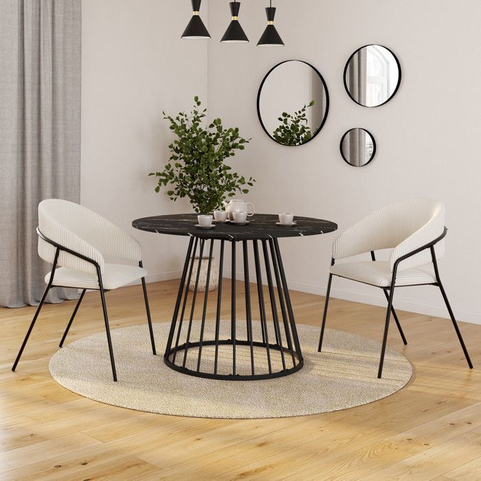 IDMARKET Juego de 2 sillas de comedor VINI en pana beige