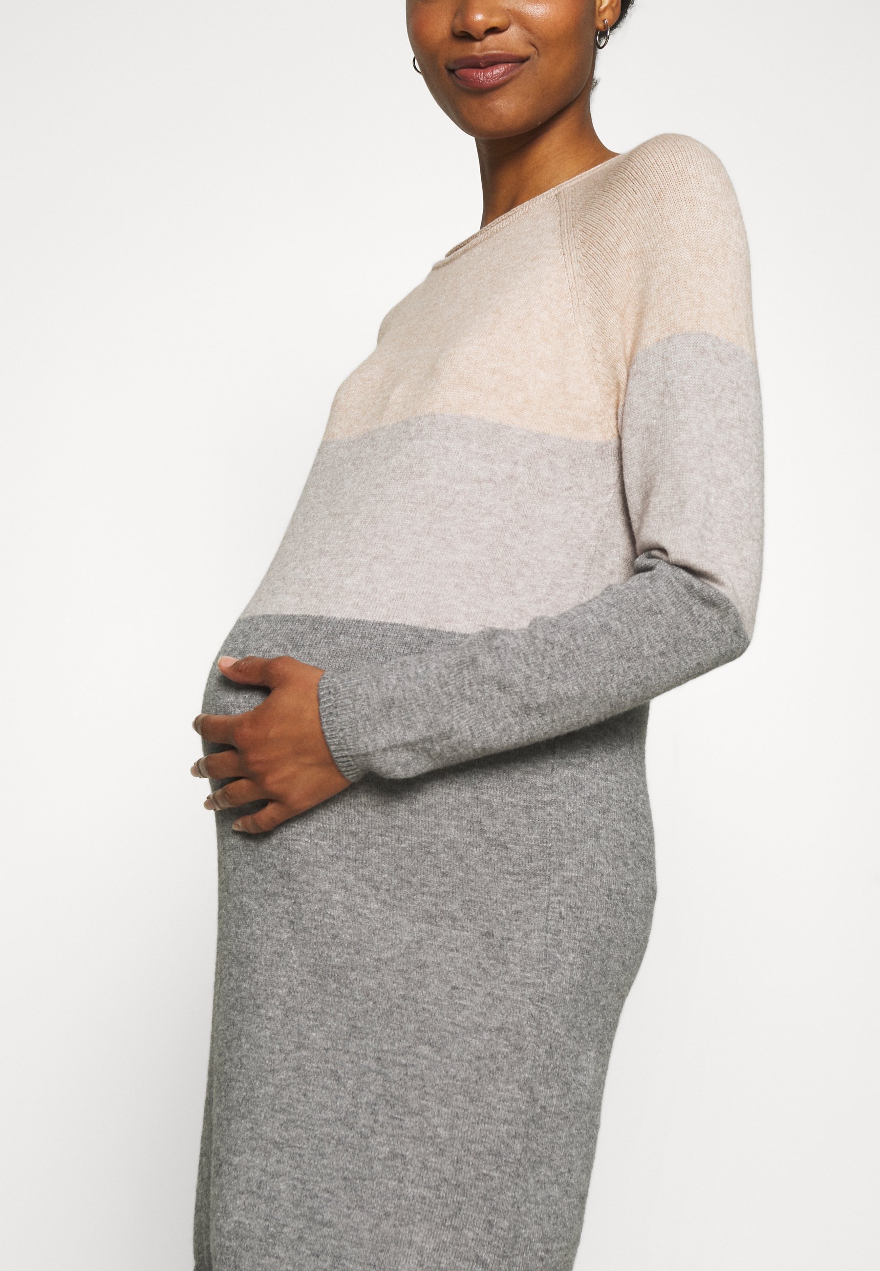 ABITO OLMLILLO PER LA PREMATERNITÀ - Abito maglione - bianco mélange/grigio chiaro mélange