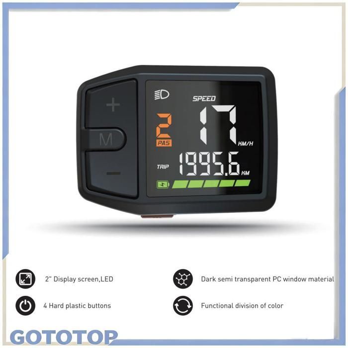 Tachimetro con display a LED per bici elettriche, impermeabile, compatibile con sistemi a 24V, 36V e 48V, con grado di protezione IP65.