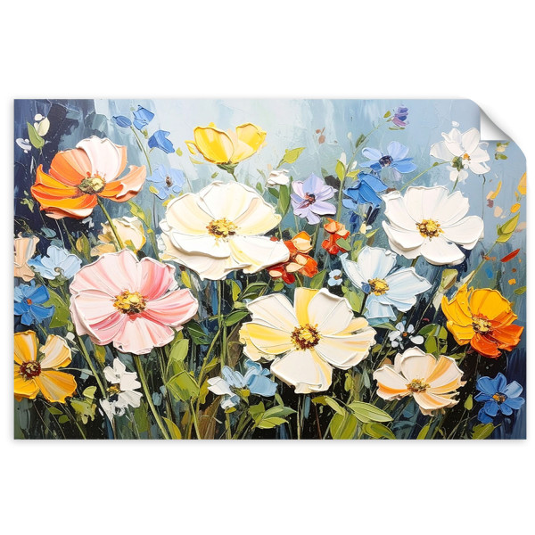 Naklejka samoprzylepna Feeby Kolorowe polne kwiaty imitacja farby 30x20