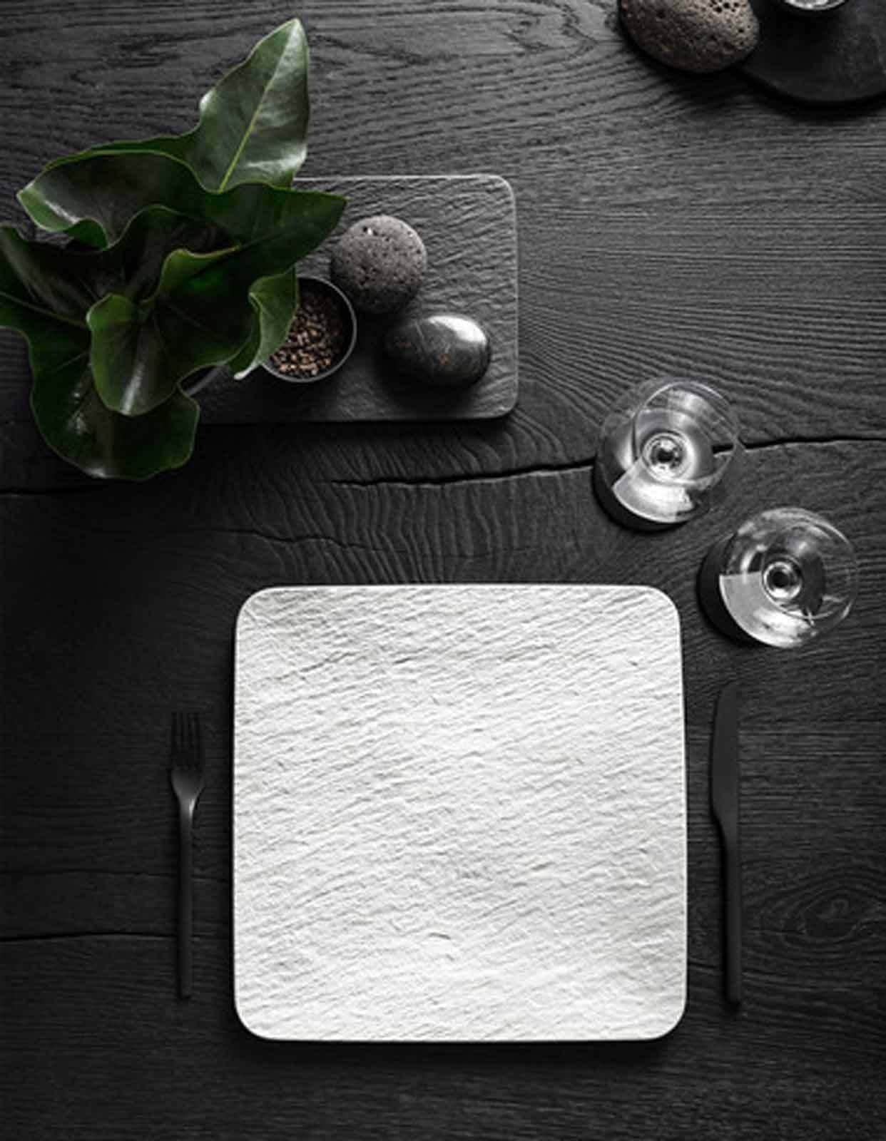 Villeroy & Boch servēšanas šķīvis, kvadrātveida/gardēžu šķīvis, modelis Rock blanc - 1 gab.