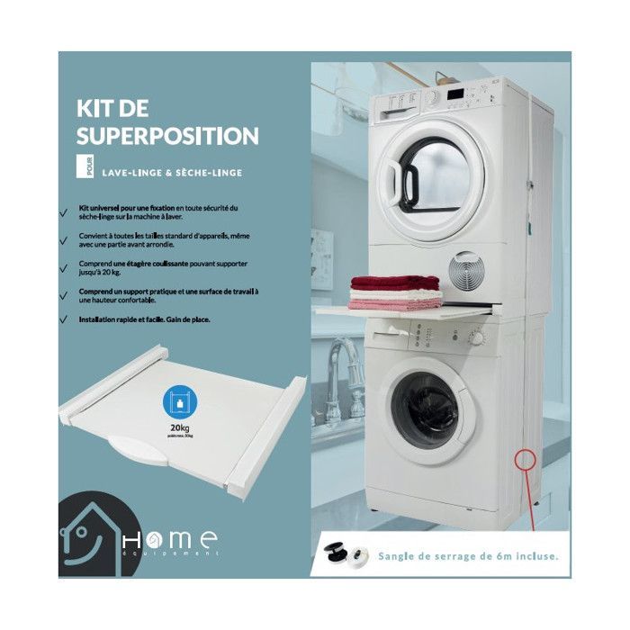 Kit superposition avec tiroir pour Lave linge et Seche linge  80150 pour Lave linge