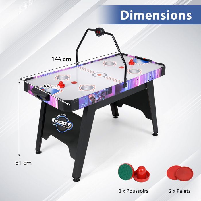 Mesa de hockey de aire DREAMADE para niños y adultos, mesa de juegos arcade de 144 cm con marcador digital LED.